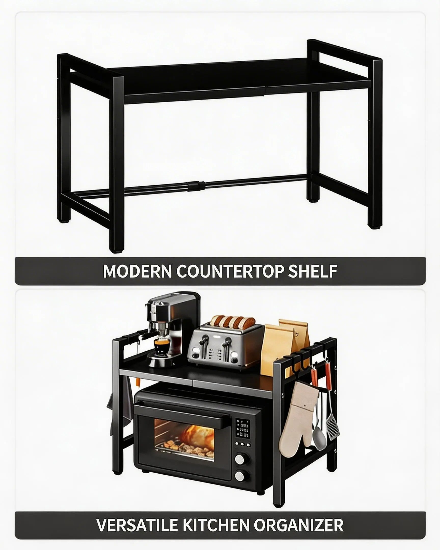 Expandable Microwave Shelf Organizer (42-64cm)