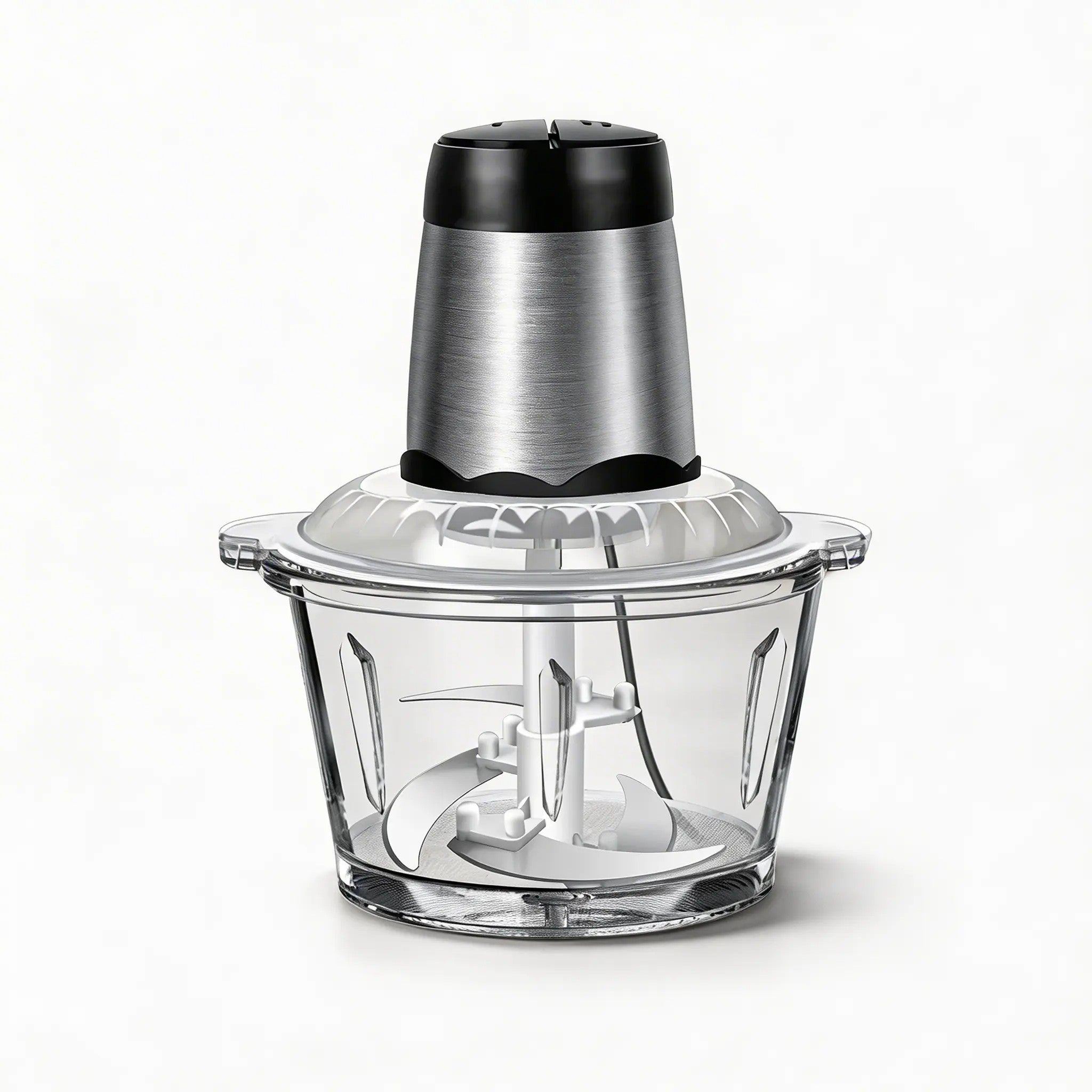 300W Electric Meat Chopper – 2L Glass Bowl, 4 Stainless Steel Blades